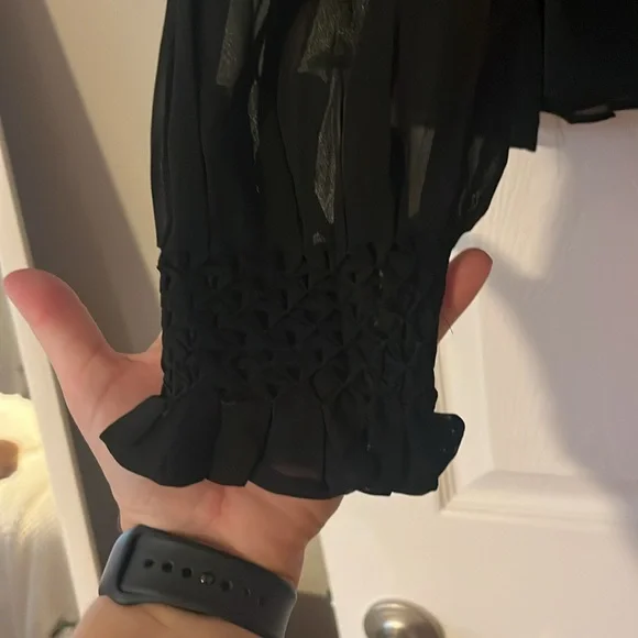 Tuckernuck Black Sheer Smocked Rylie Blouse - Picture 6 of 10